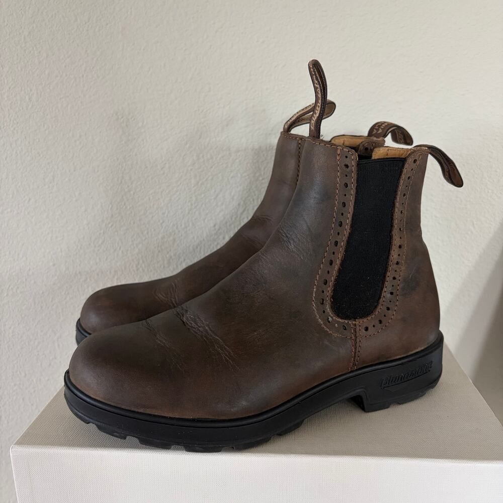 Blundstone Rustic Brown Leather Brogue Chelsea Boots (AU 4)